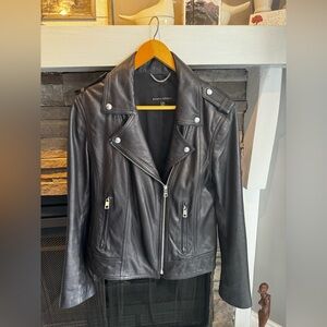 Genuine Lambskin Leather Motorcycle Jacket, Banana Republic, Size L